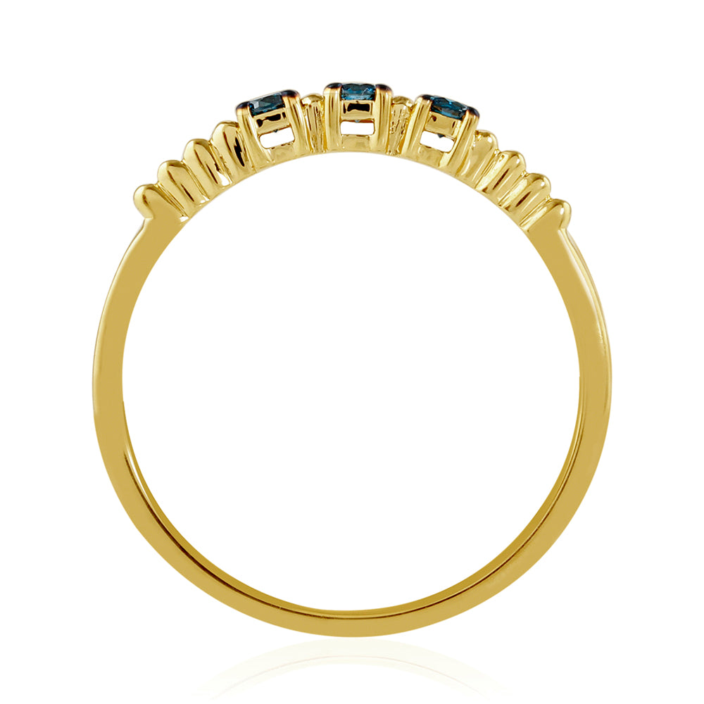 Goldplattierter Silberring mit blauem Diamant 4 