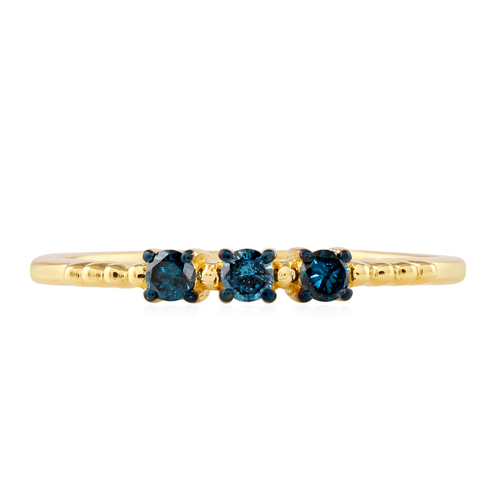 Goldplattierter Silberring mit blauem Diamant 1 