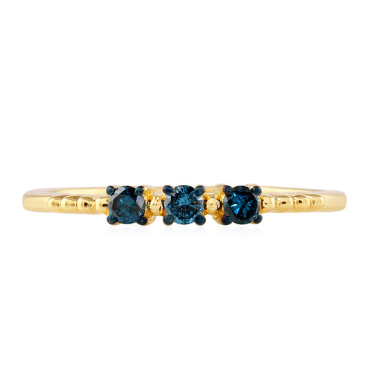 Goldplattierter Silberring mit blauem Diamant