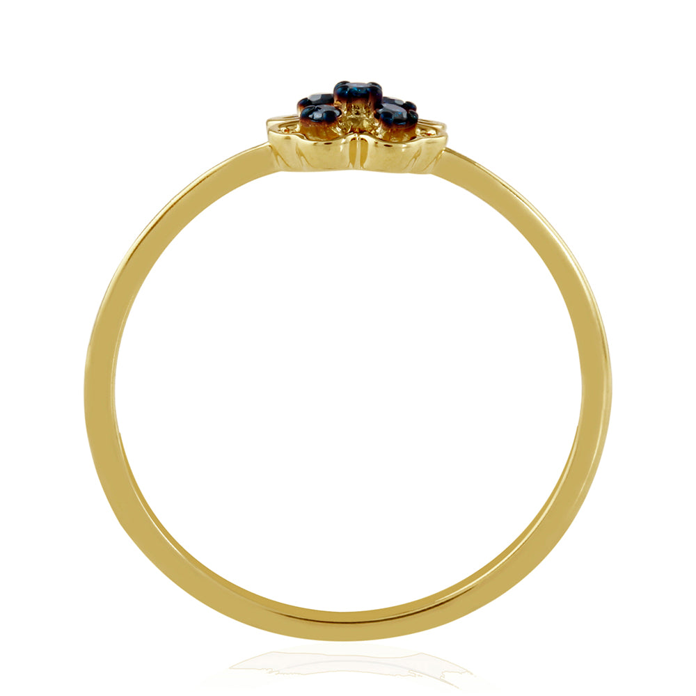Goldplattierter Silberring mit blauem Diamant 4 