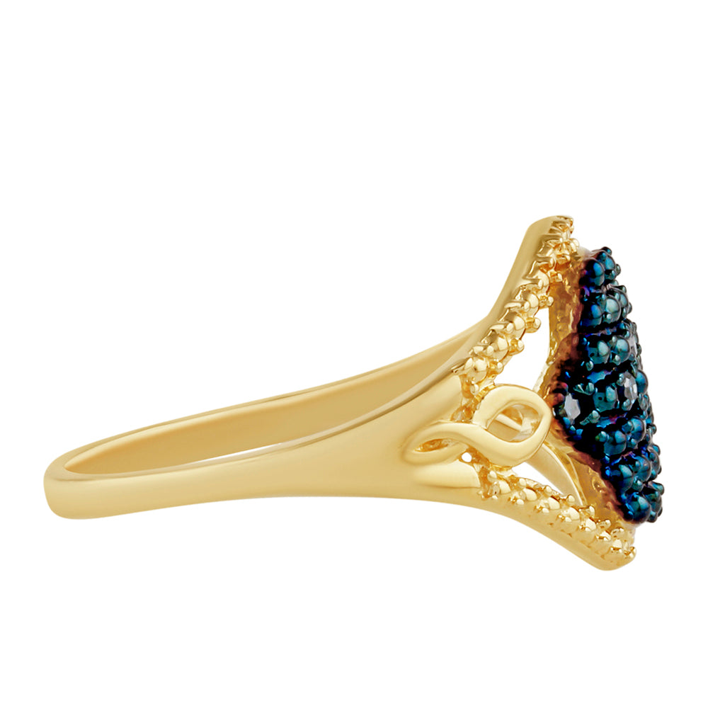 Goldplattierter Silberring mit blauem Diamant 2 