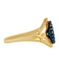 Goldplattierter Silberring mit blauem Diamant