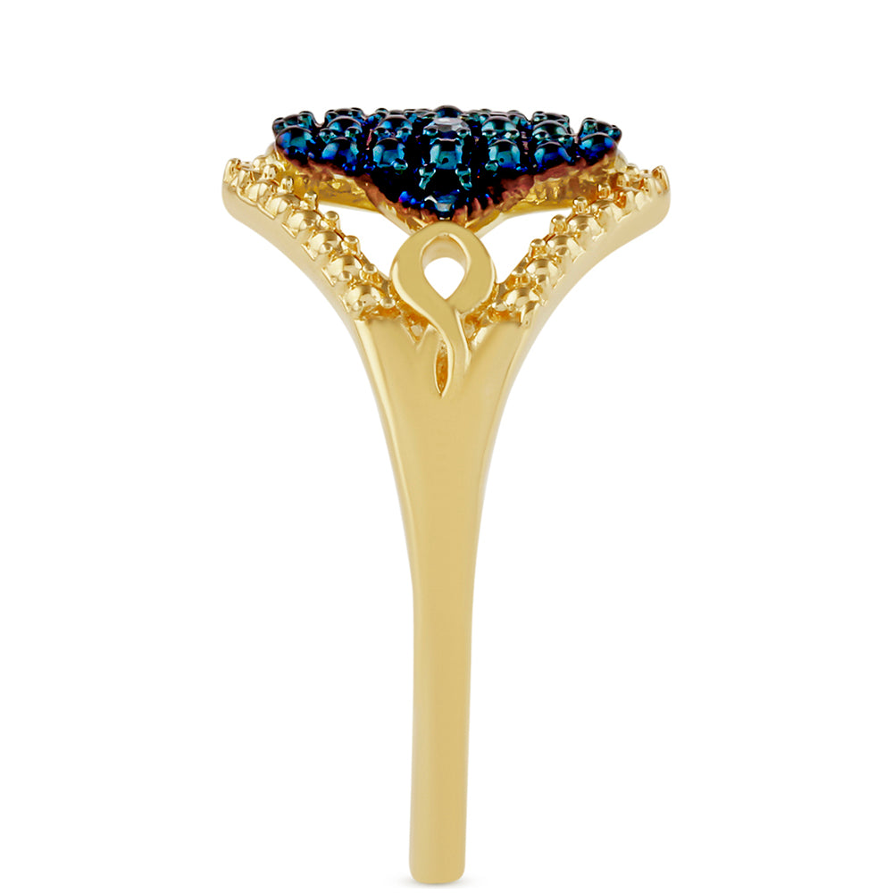 Goldplattierter Silberring mit blauem Diamant 3 