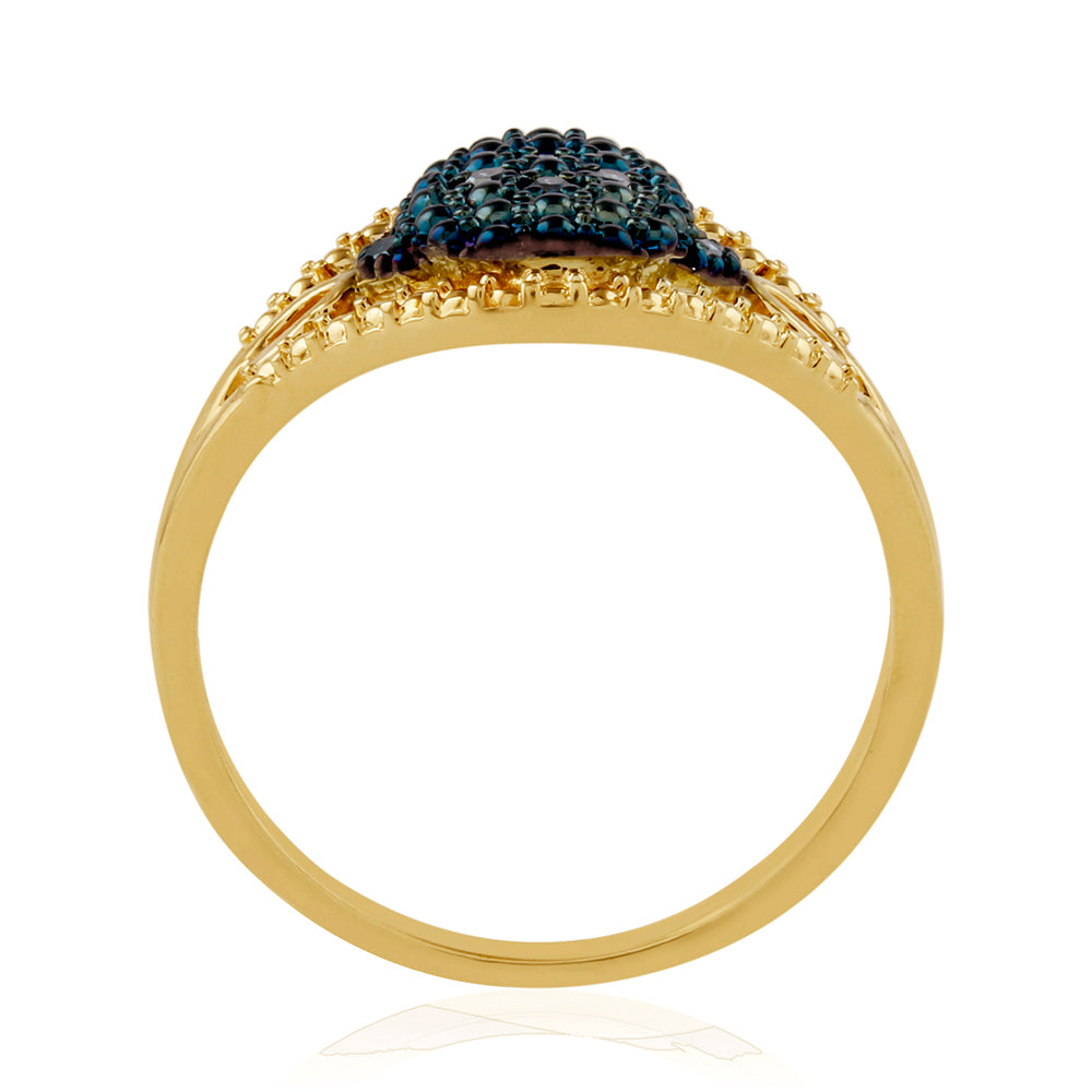 Goldplattierter Silberring mit blauem Diamant