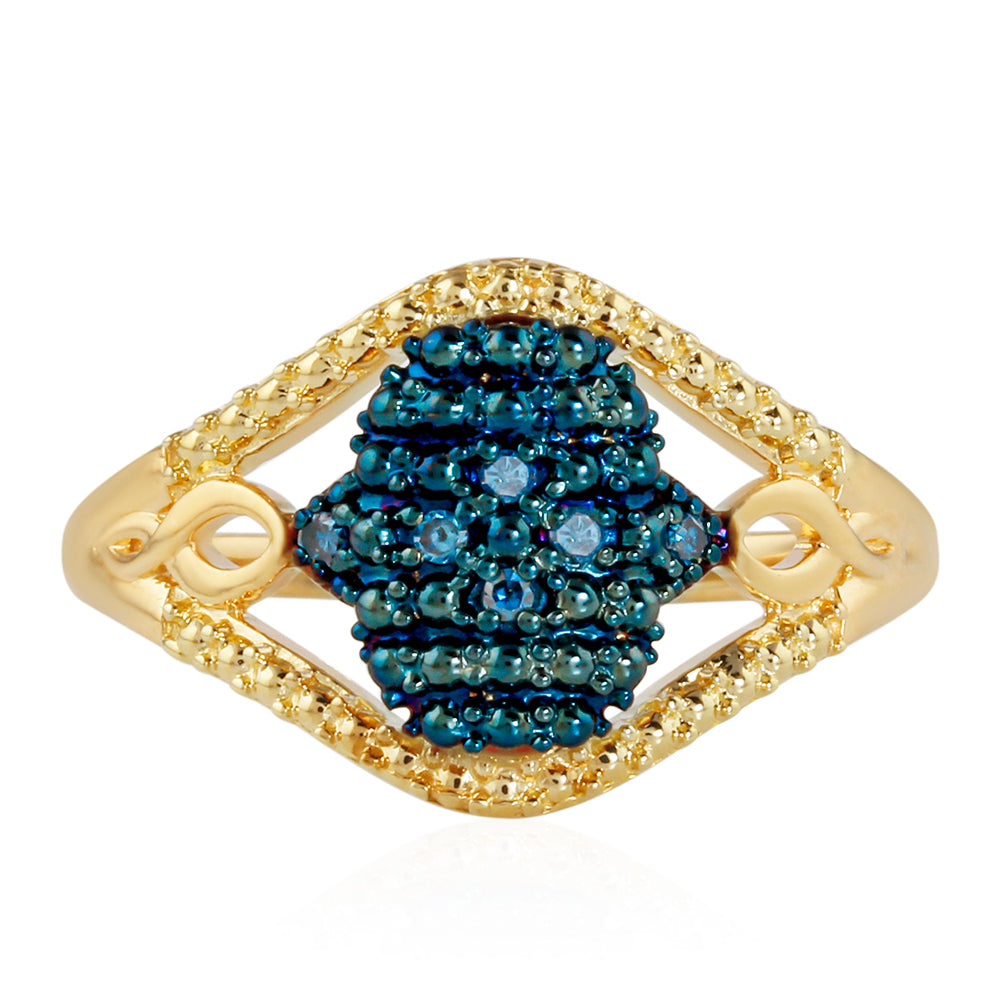 Goldplattierter Silberring mit blauem Diamant 1 
