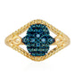 Goldplattierter Silberring mit blauem Diamant