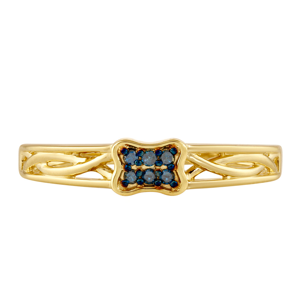 Goldplattierter Silberring mit blauem Diamant