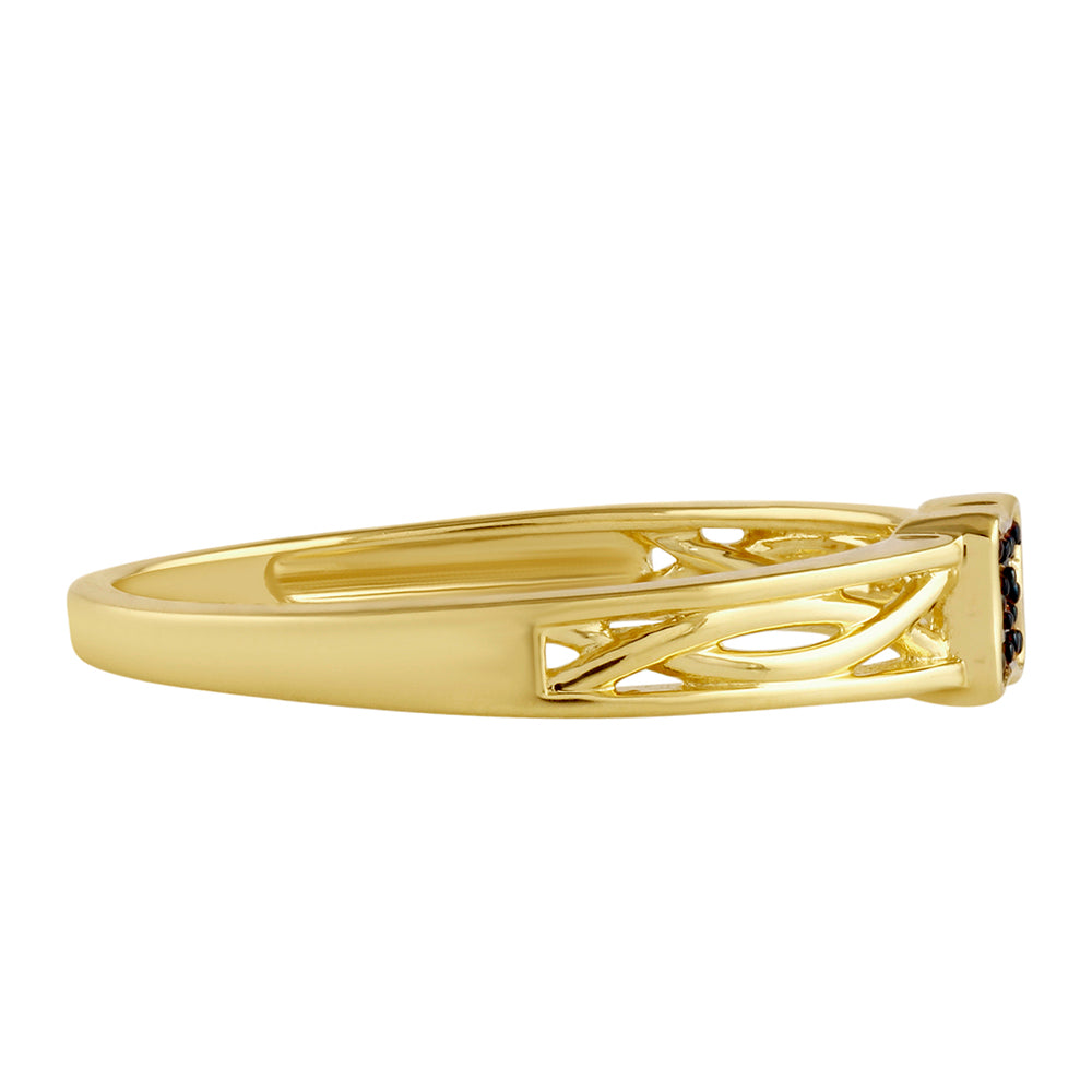 Goldplattierter Silberring mit blauem Diamant 2 