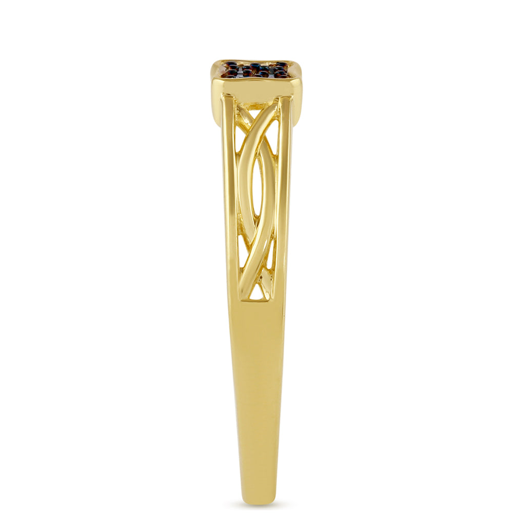 Goldplattierter Silberring mit blauem Diamant