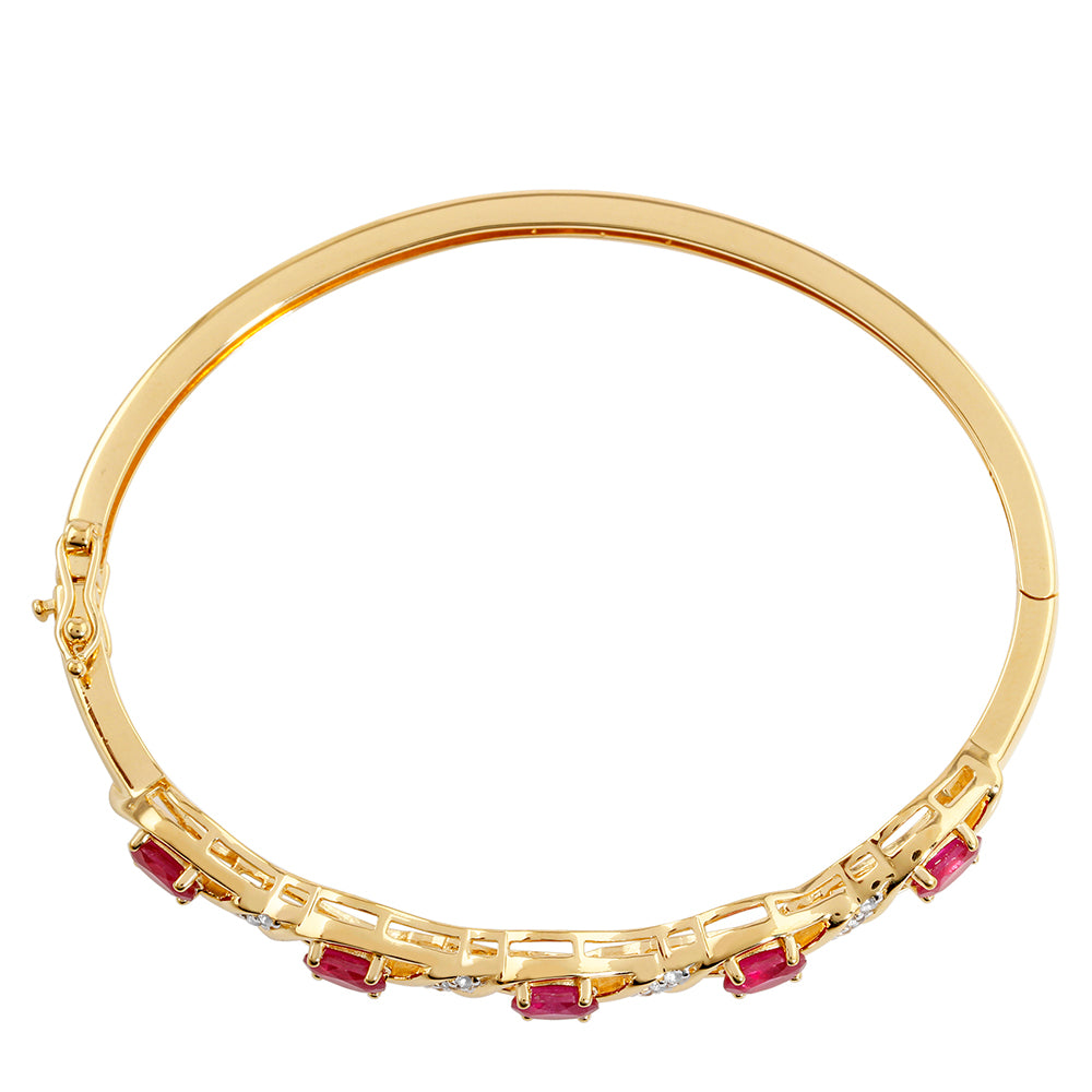 Goldplattierter Silberarmreif mit Thai Rubin und weißem Topas 2 
