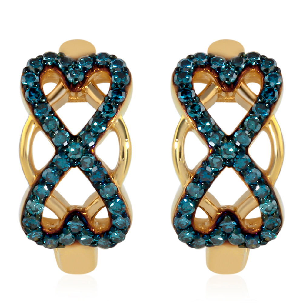 Goldplattierte Silberohrringe mit blauem Diamant 1 