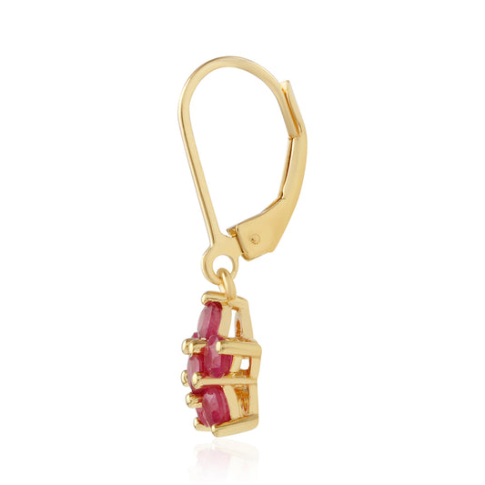 Goldplattierte Silberohrringe mit Thai Rubin