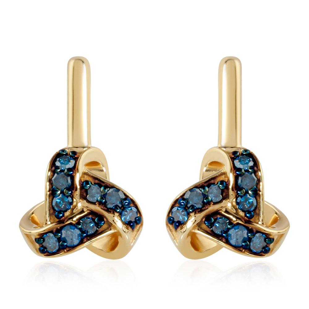Goldplattierte Silberohrringe mit blauem Diamant 1 