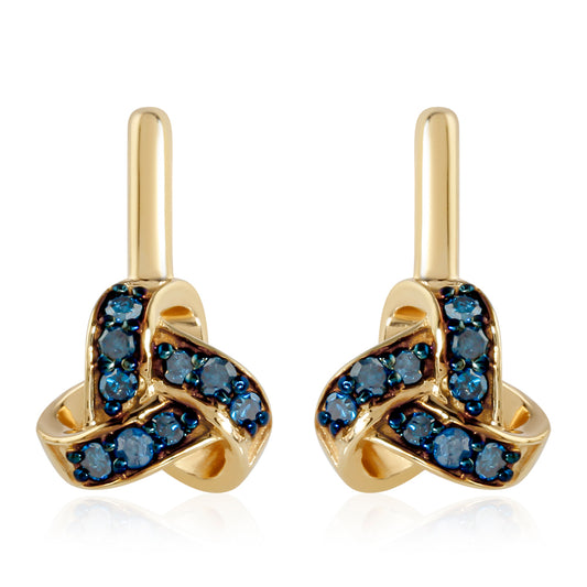Goldplattierte Silberohrringe mit blauem Diamant