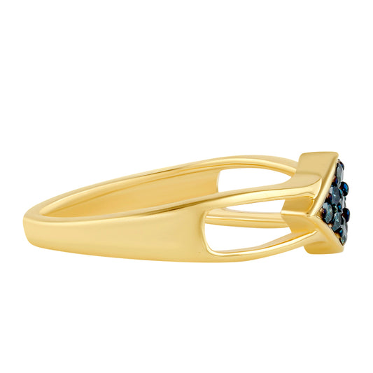 Goldplattierter Silberring mit blauem Diamant
