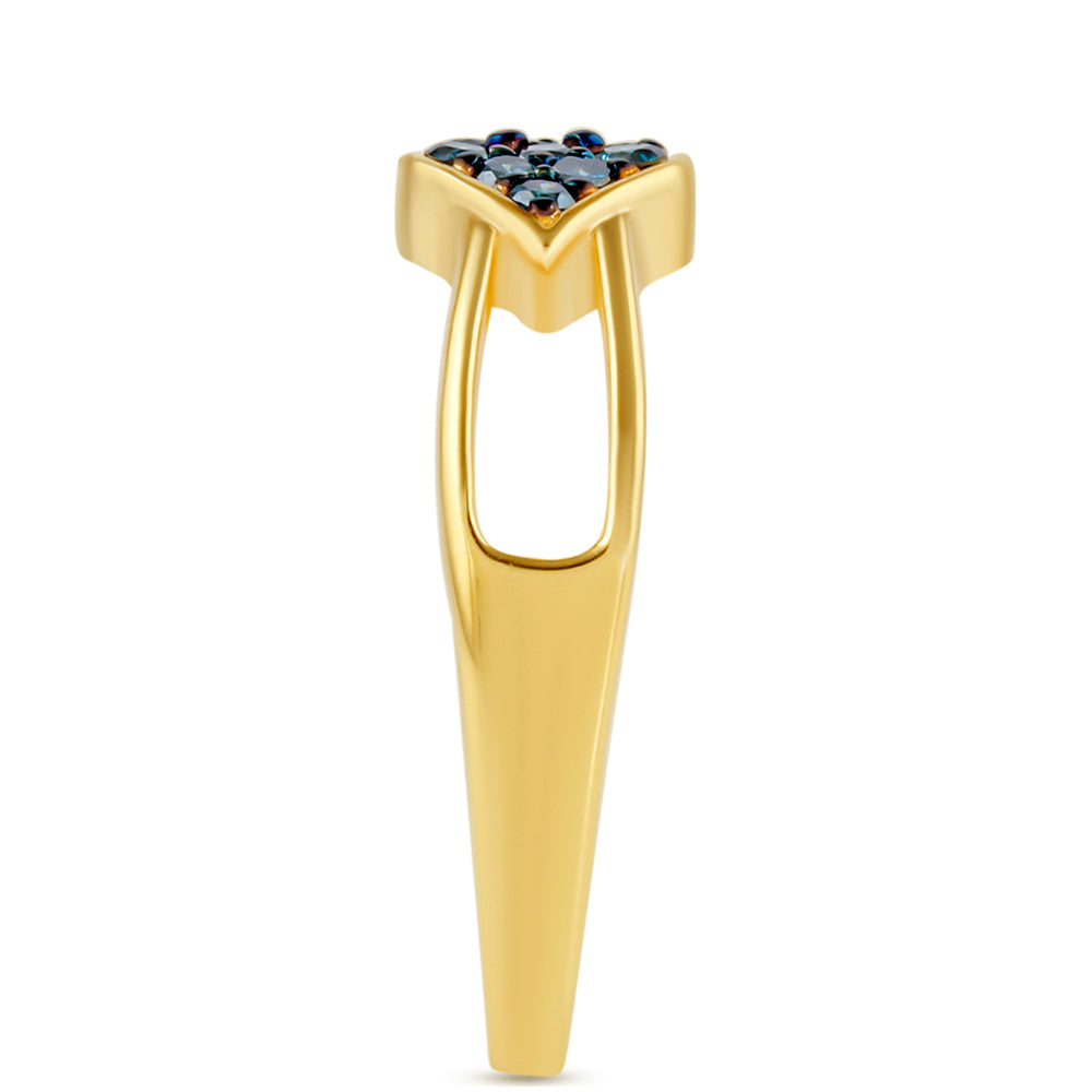 Goldplattierter Silberring mit blauem Diamant 3 