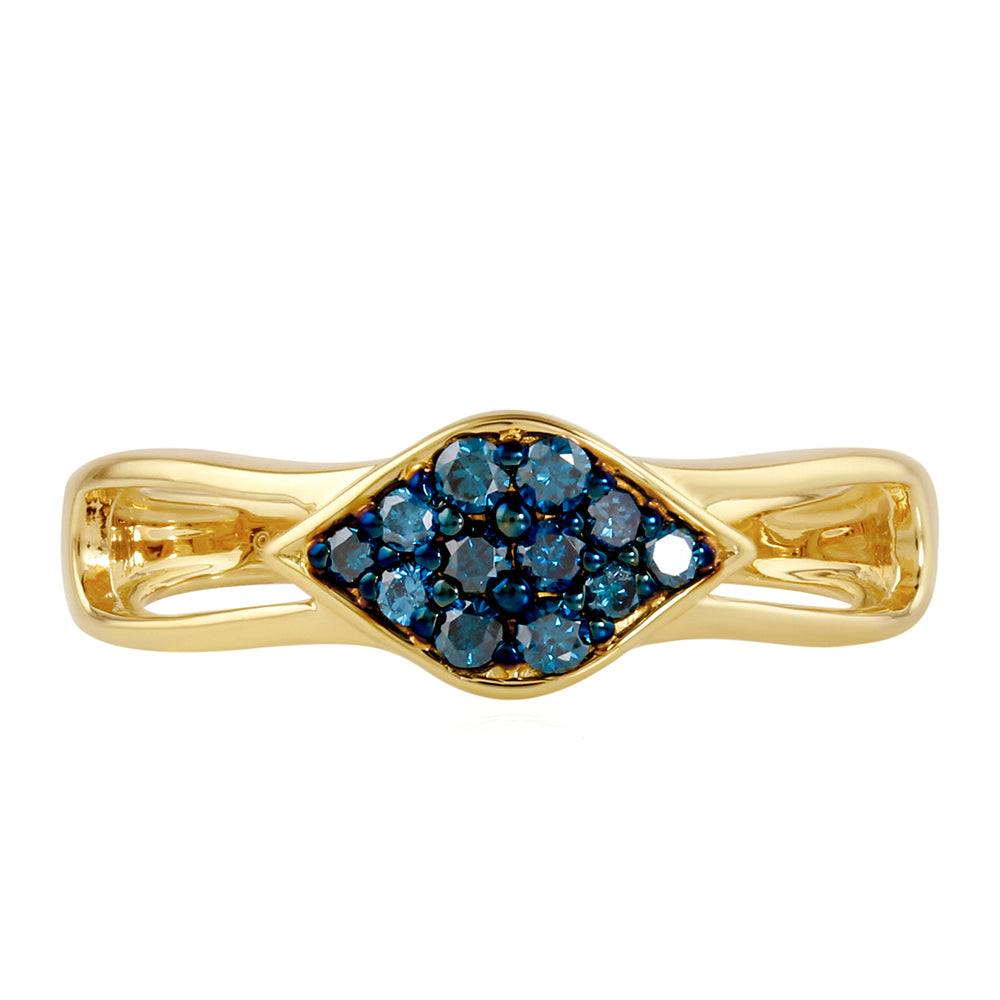 Goldplattierter Silberring mit blauem Diamant 1 