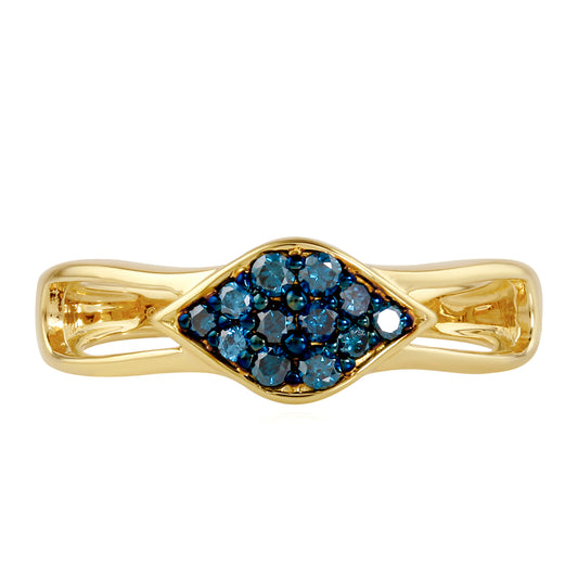 Goldplattierter Silberring mit blauem Diamant