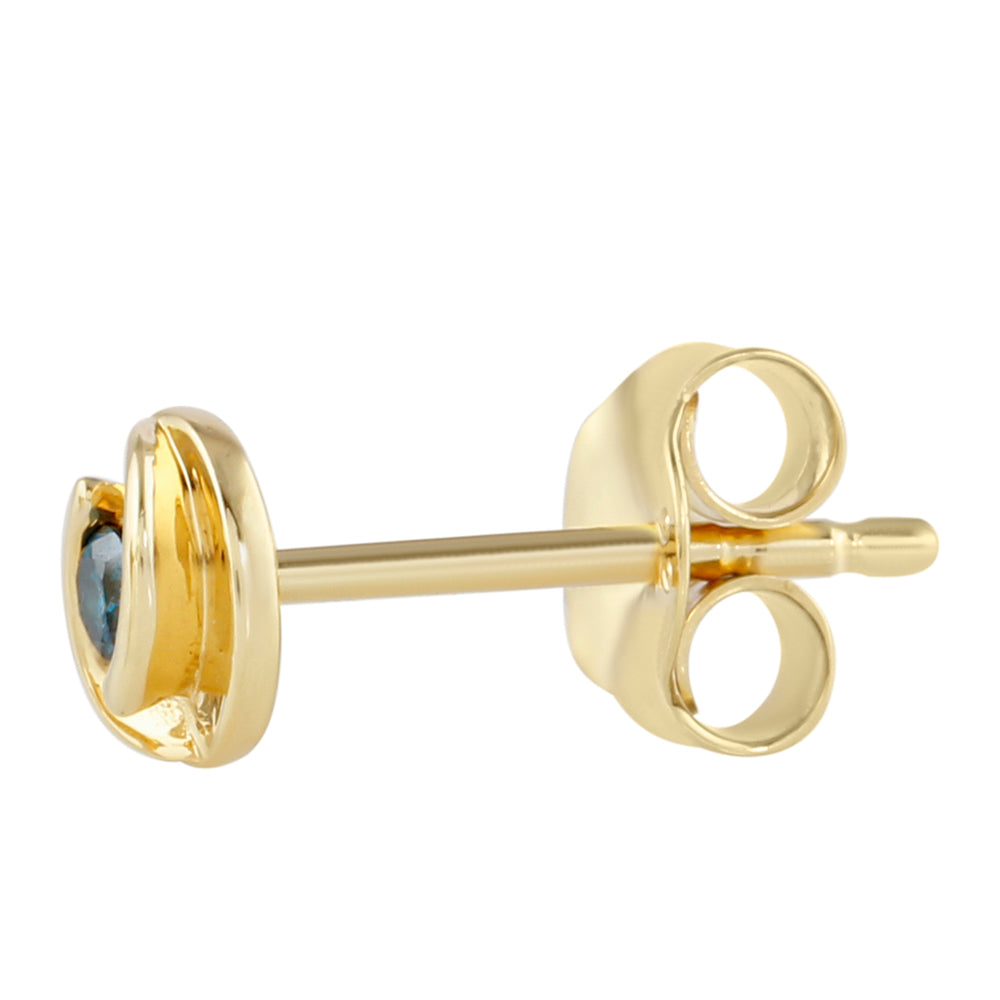 Goldplattierte Silberohrringe mit blauem Diamant 2 
