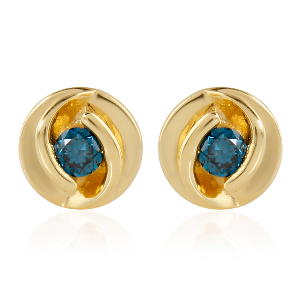 Goldplattierte Silberohrringe mit blauem Diamant