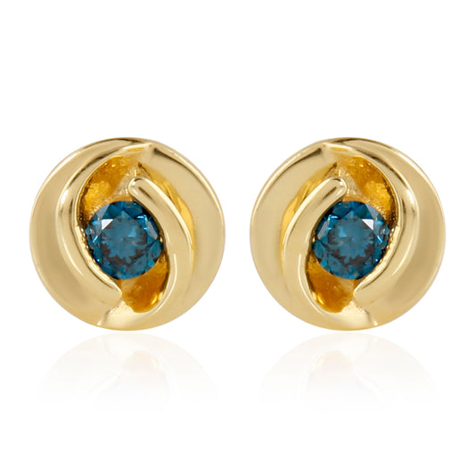 Goldplattierte Silberohrringe mit blauem Diamant