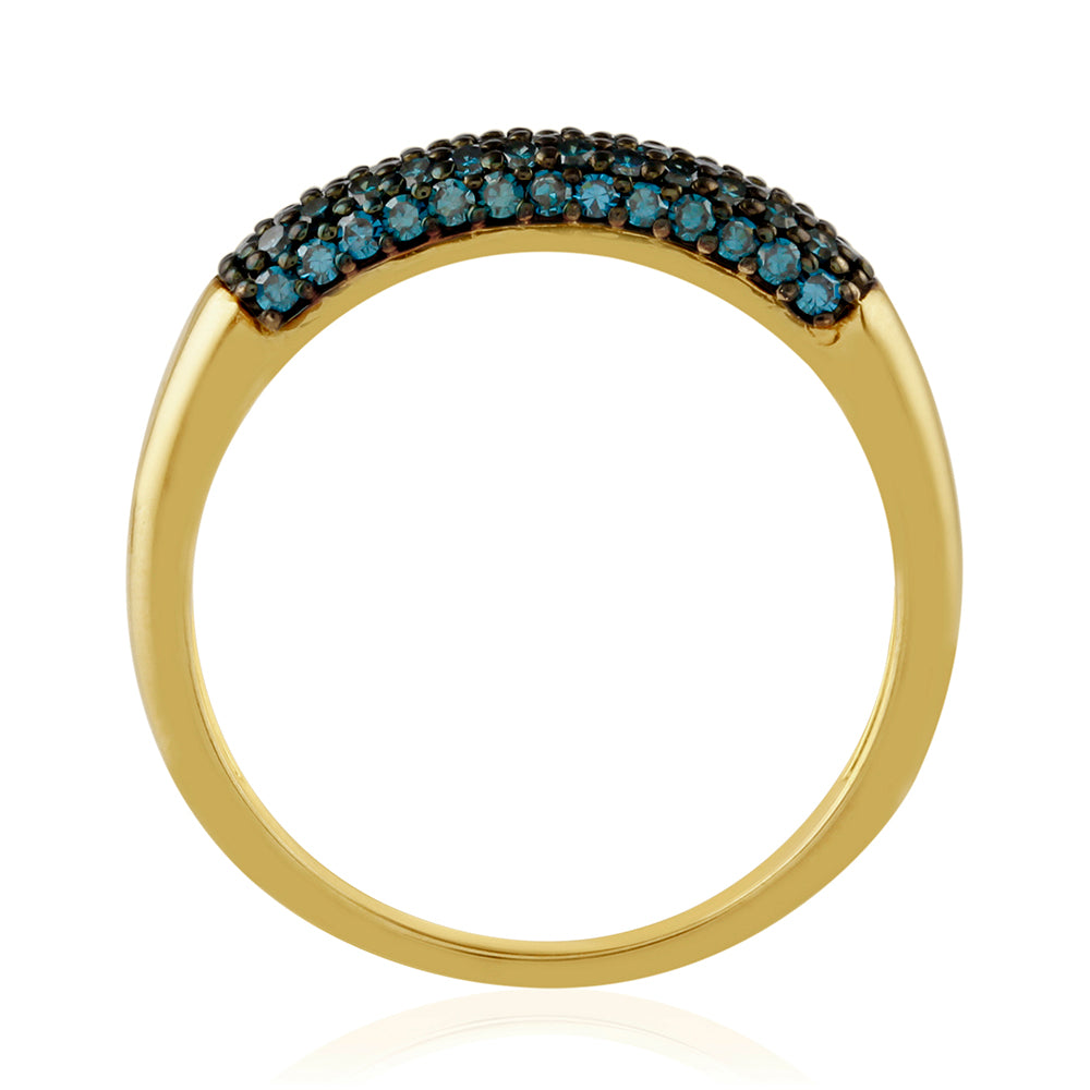 Goldplattierter Silberring mit blauem Diamant 4 