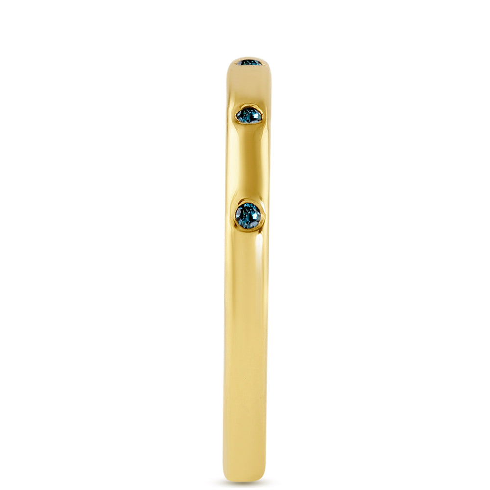 Goldplattierter Silberring mit blauem Diamant 2 
