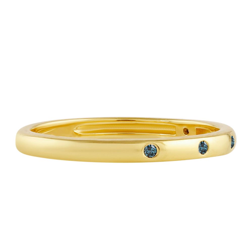 Goldplattierter Silberring mit blauem Diamant 4 