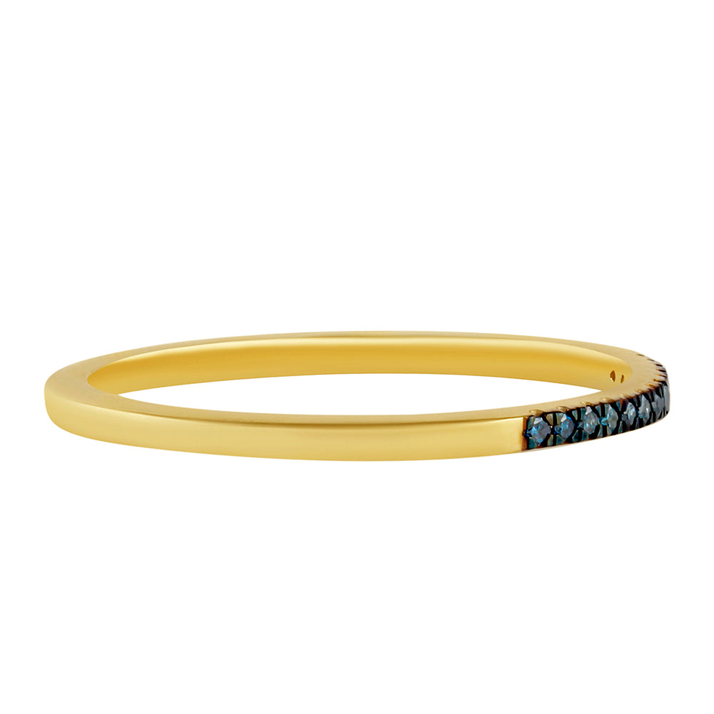 Goldplattierter Silberring mit blauem Diamant 2 