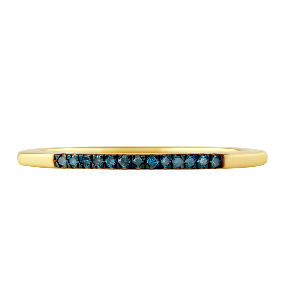 Goldplattierter Silberring mit blauem Diamant 1 