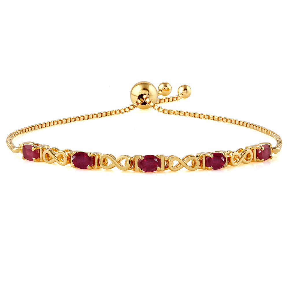 Goldplattiertes Silberarmband mit Thai Rubin