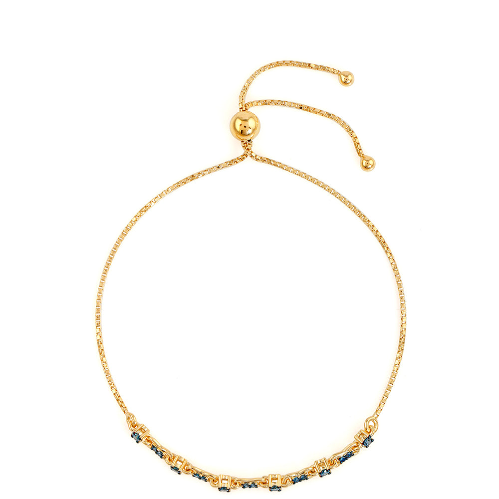 Goldplattiertes Silberarmband mit blauem Diamant 2 