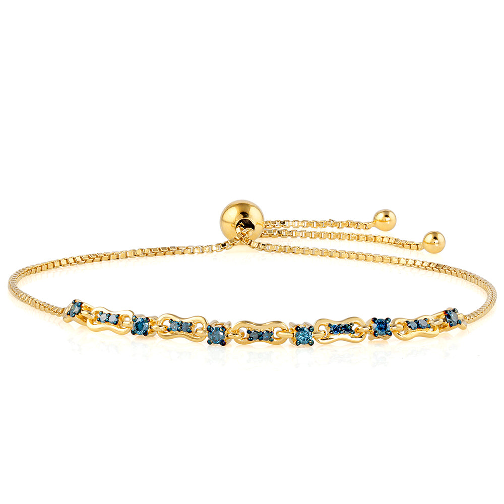 Goldplattiertes Silberarmband mit blauem Diamant