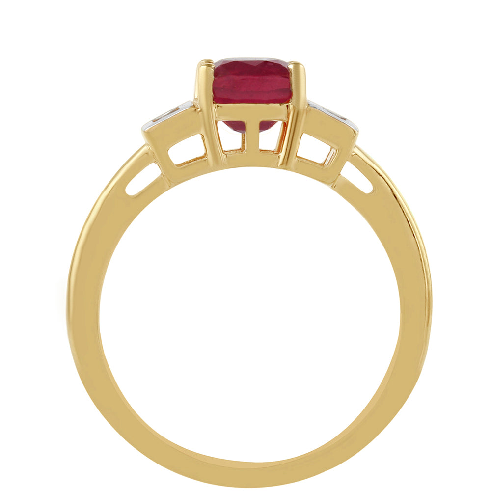 Goldplattierter Silberring mit Thai Rubin und weißem Topas 4 