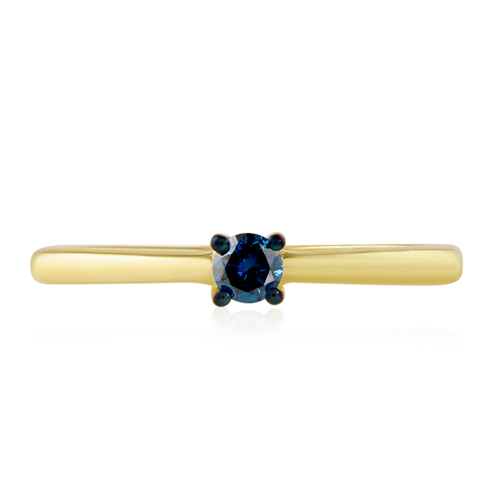 Goldplattierter Silberring mit blauem Diamant 1 