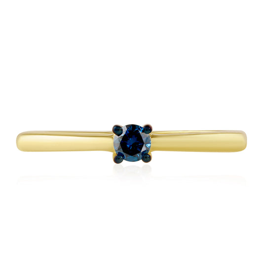 Goldplattierter Silberring mit blauem Diamant