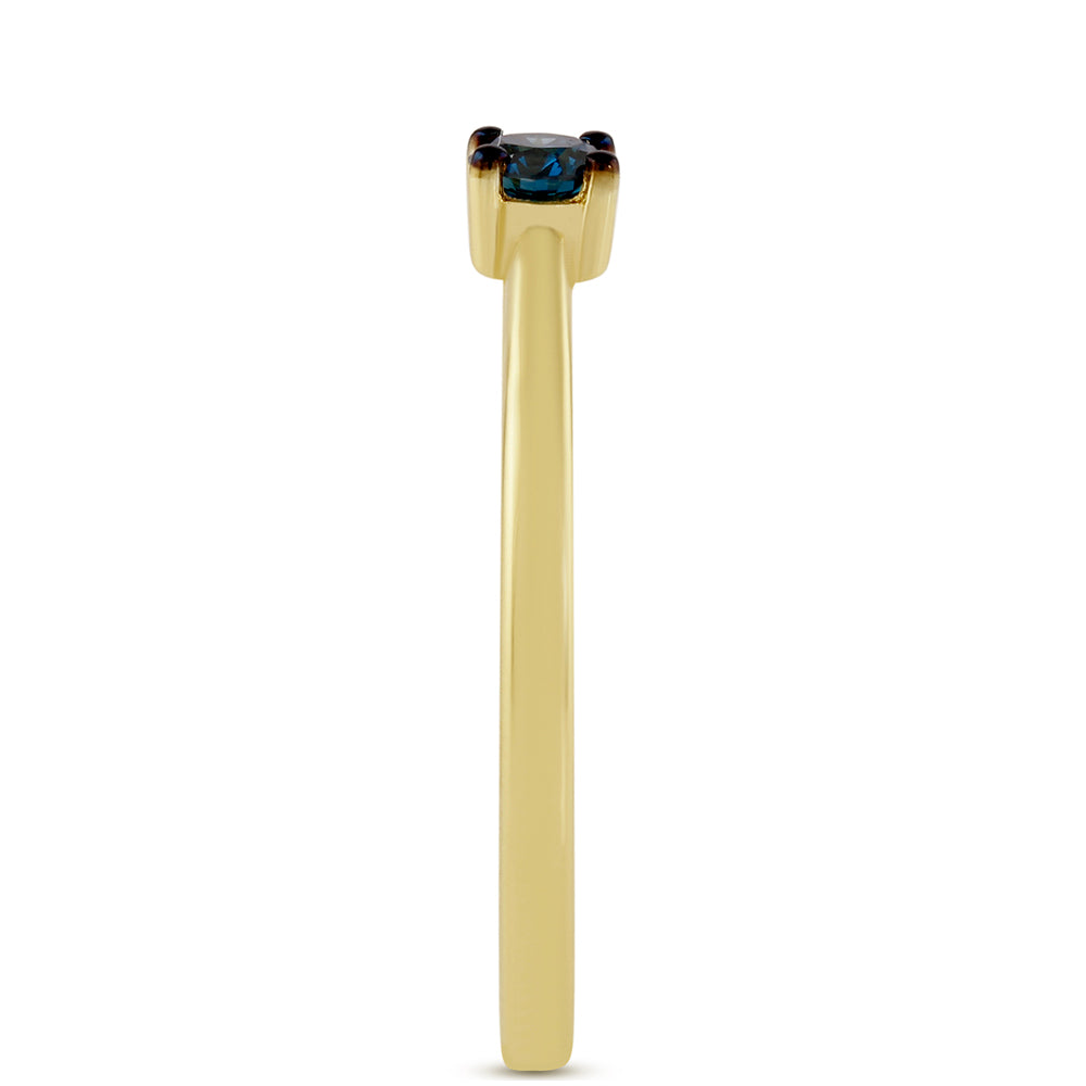 Goldplattierter Silberring mit blauem Diamant