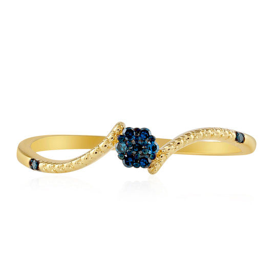 Goldplattierter Silberring mit blauem Diamant