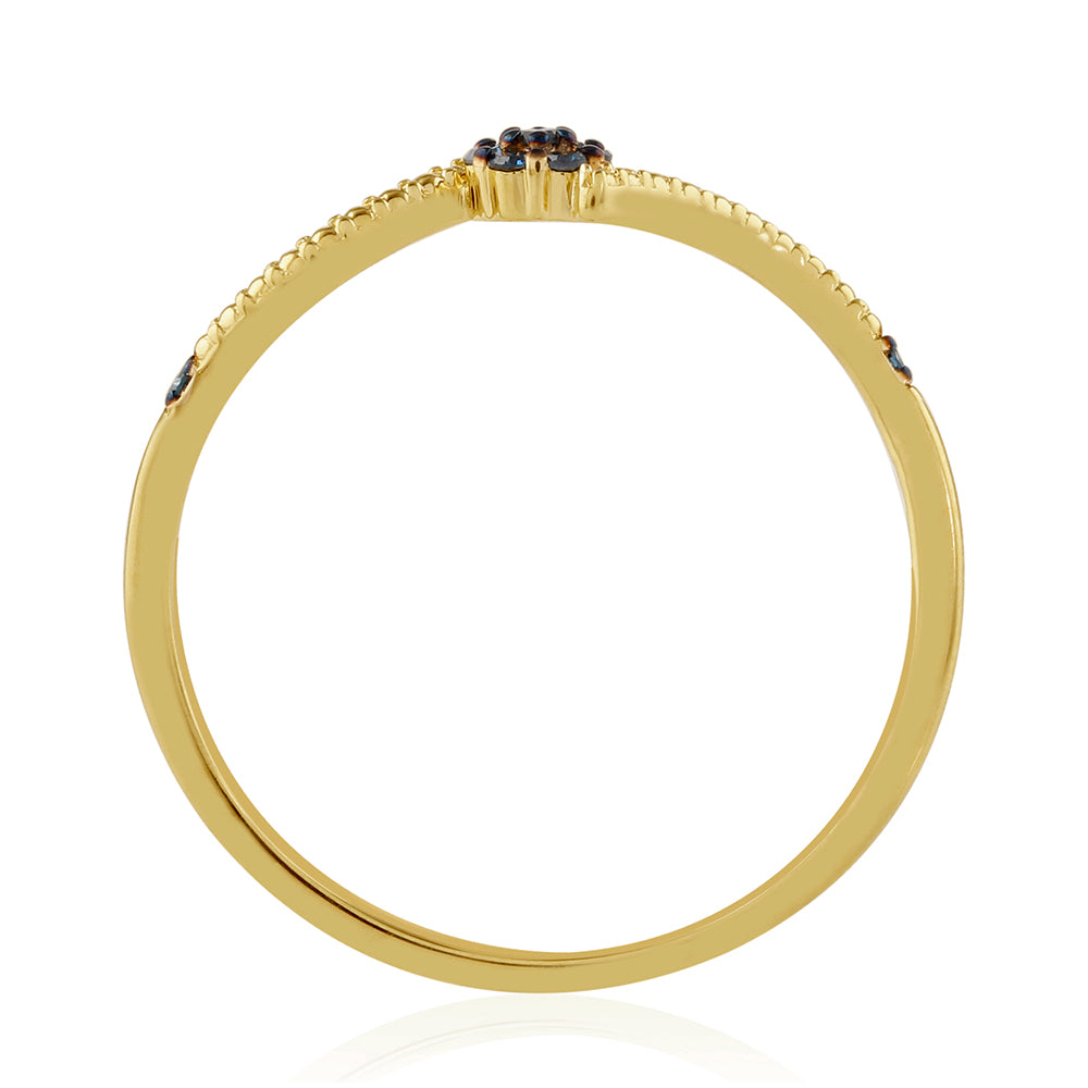 Goldplattierter Silberring mit blauem Diamant 2 