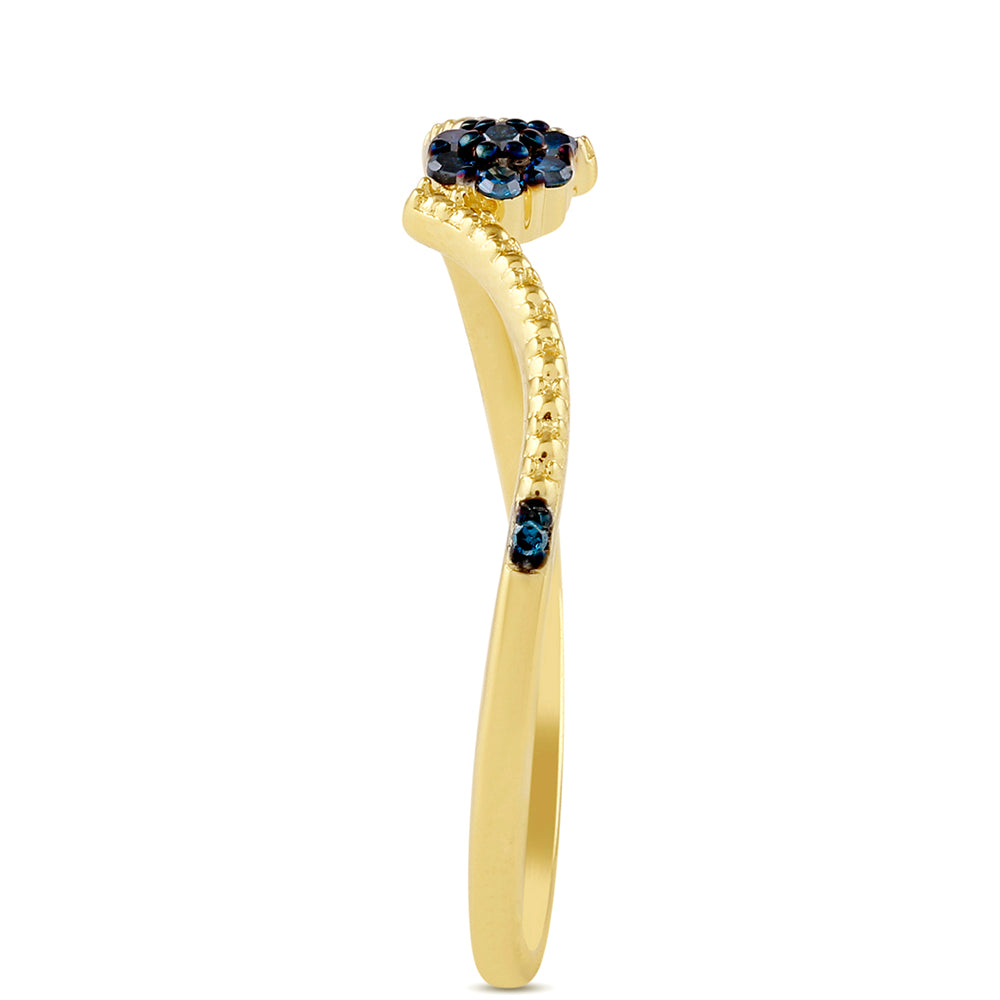 Goldplattierter Silberring mit blauem Diamant 3 