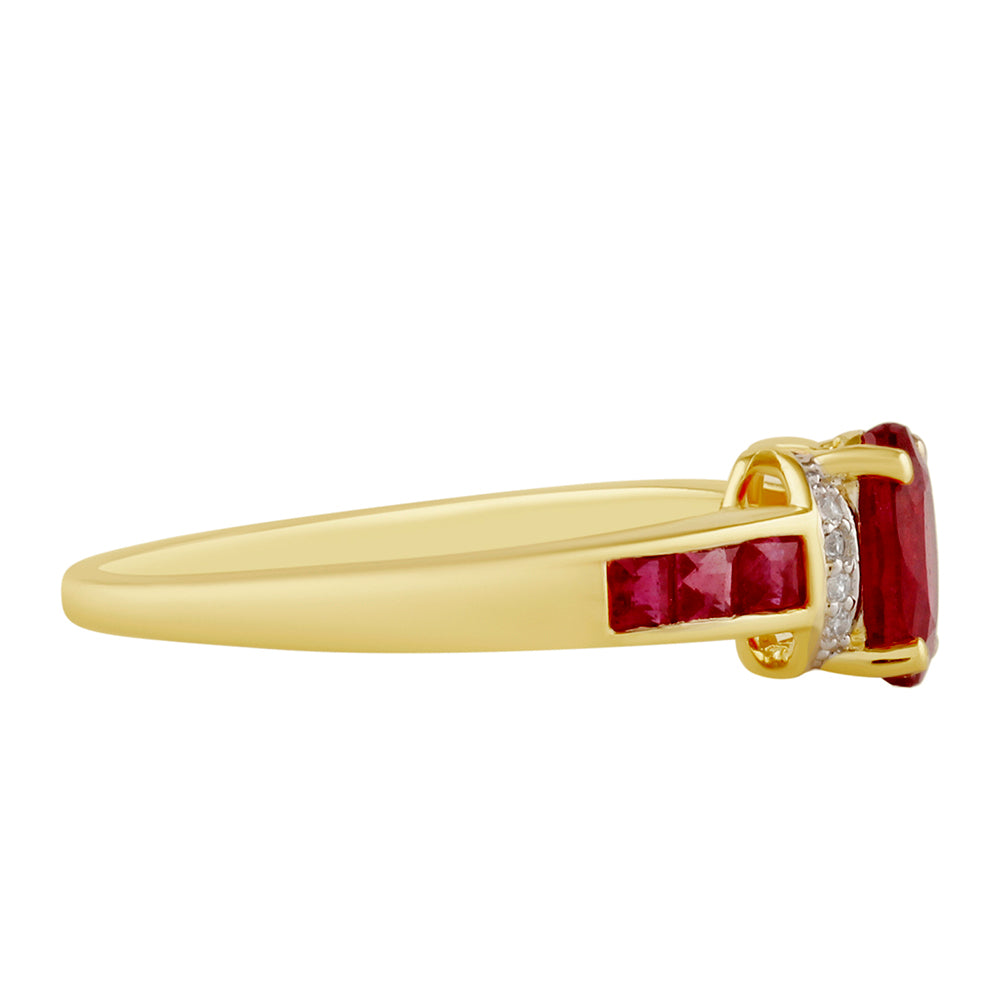 Goldplattierter Silberring mit Thai Rubin und weißem Topas 2 