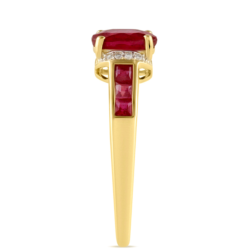 Goldplattierter Silberring mit Thai Rubin und weißem Topas 3 