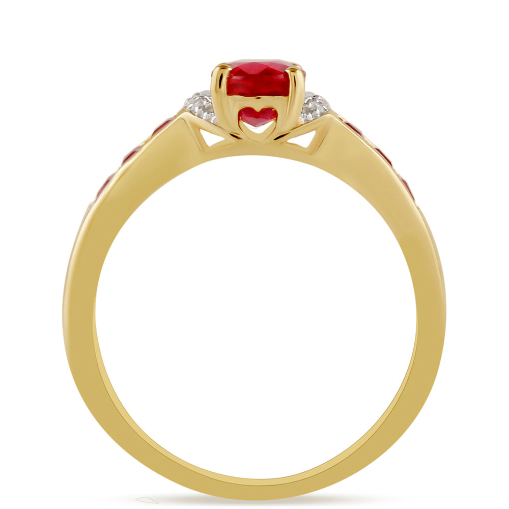 Goldplattierter Silberring mit Thai Rubin und weißem Topas 4 