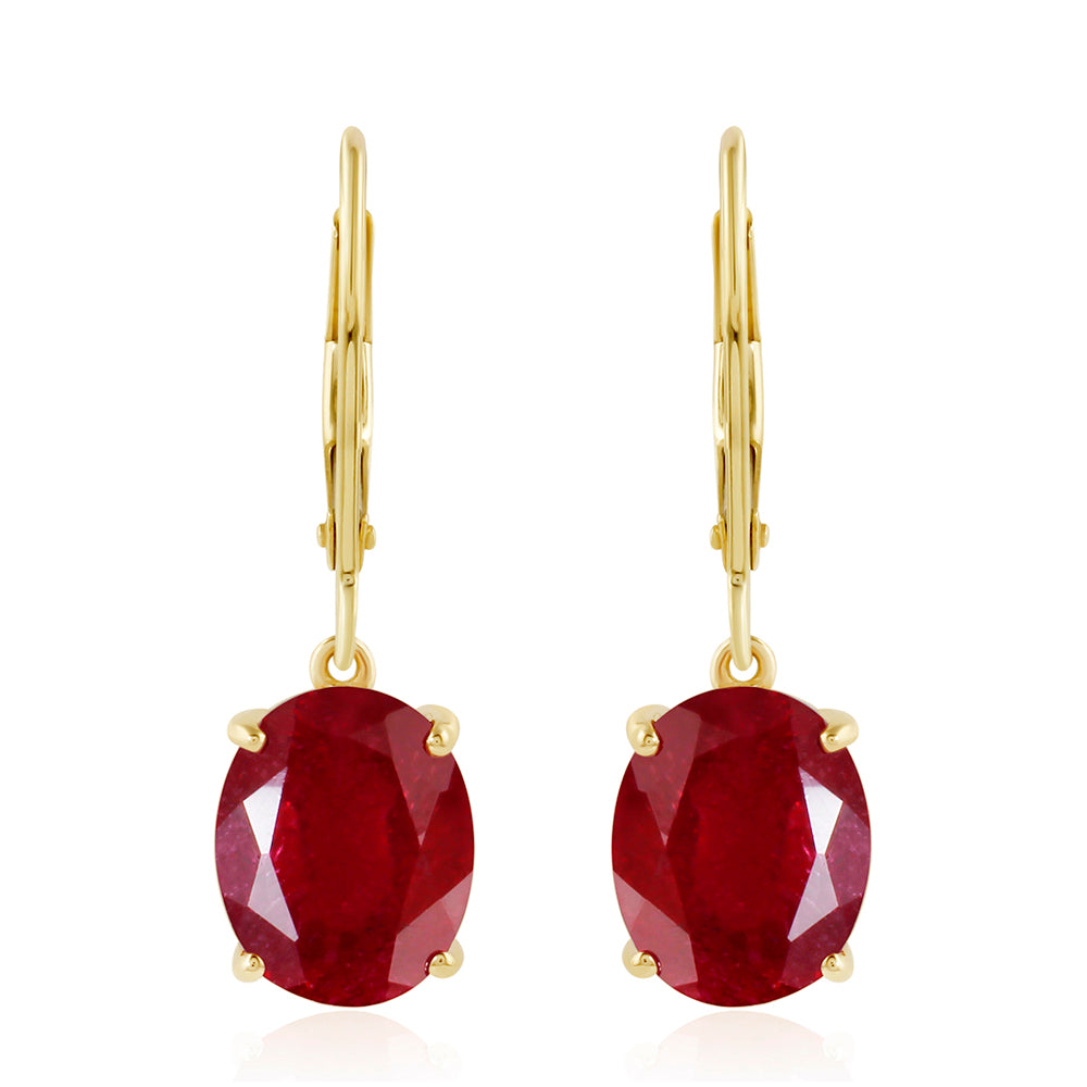 Goldplattierte Silberohrringe mit Thai Rubin 1 