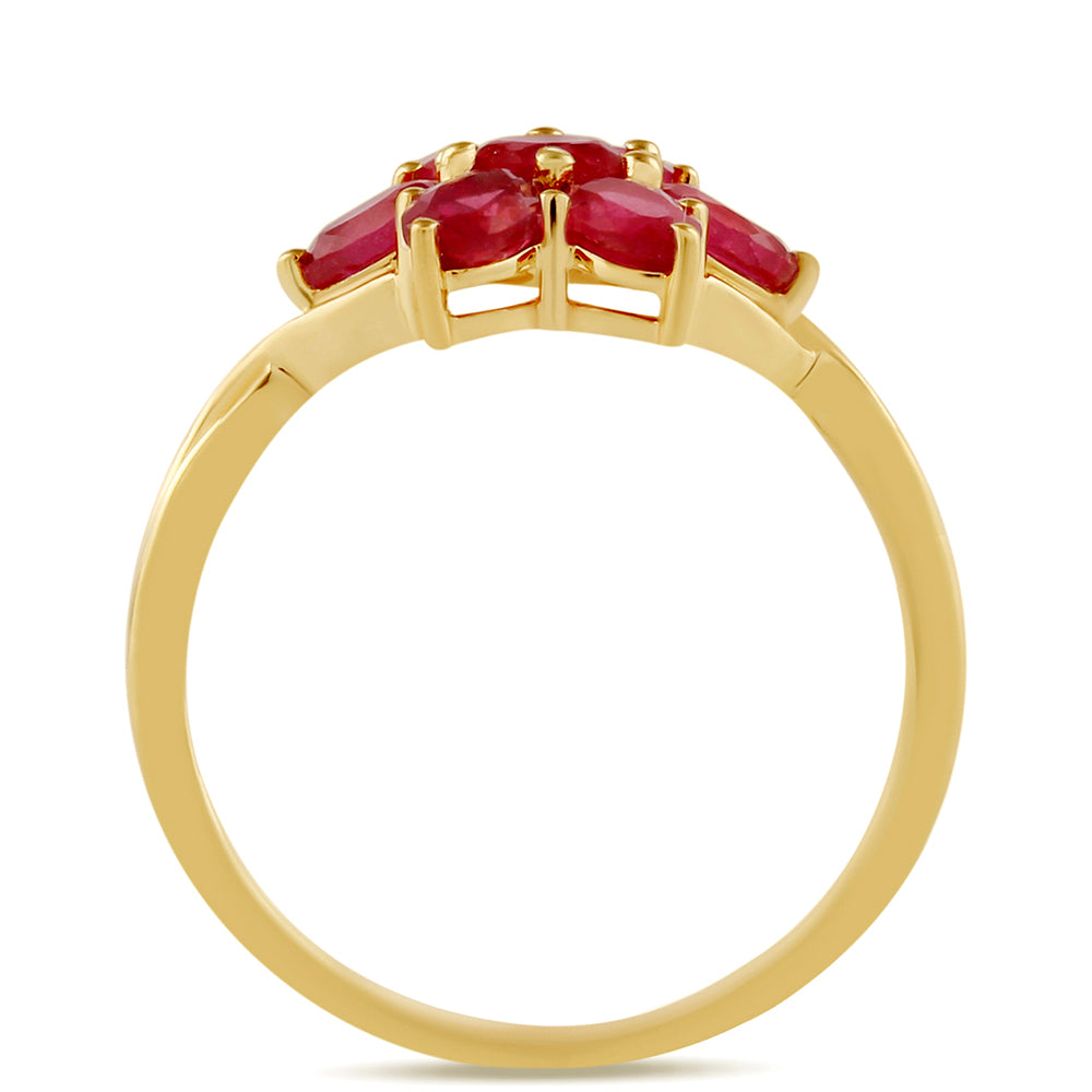 Goldplattierter Silberring mit Thai Rubin 4 