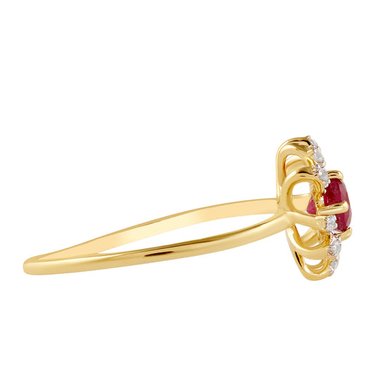 Goldplattierter Silberring mit Thai Rubin und weißem Topas