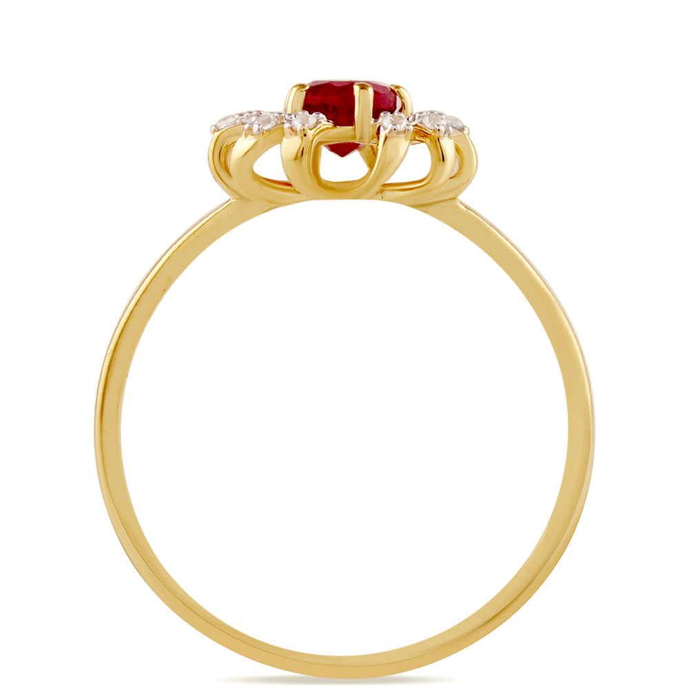 Goldplattierter Silberring mit Thai Rubin und weißem Topas