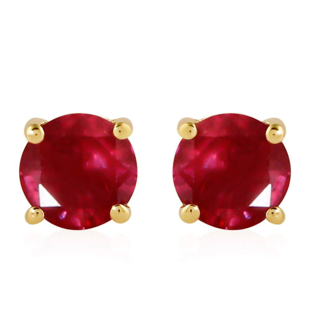 Goldplattierte Silberohrringe mit Thai Rubin