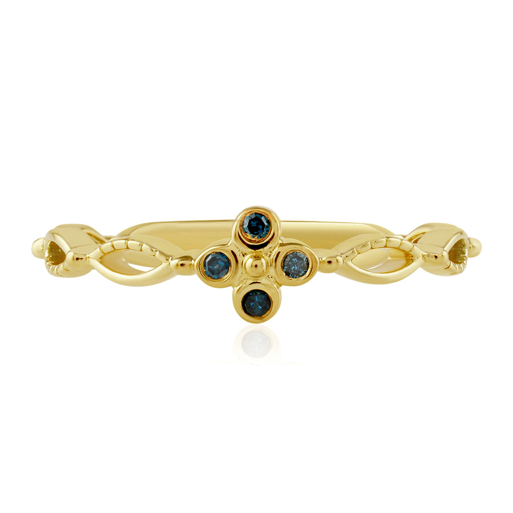 Goldplattierter Silberring mit blauem Diamant 1 