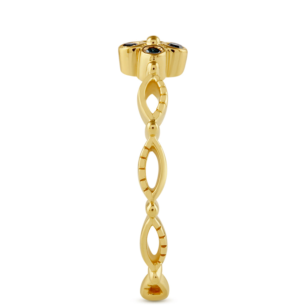 Goldplattierter Silberring mit blauem Diamant